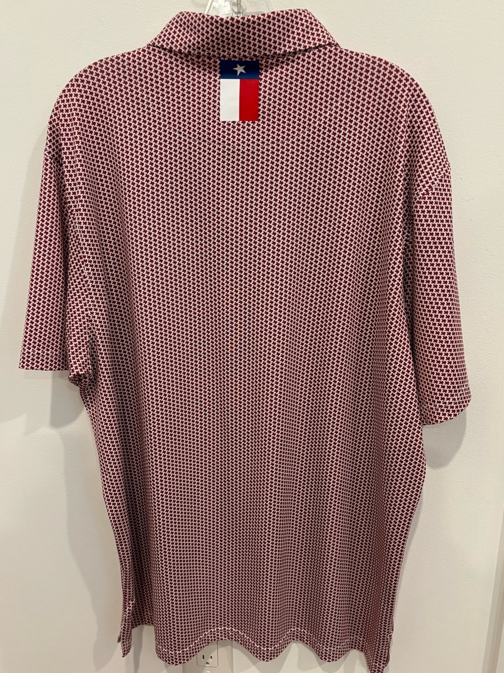 Rhoback Don’t Mess Texas State Micro Print Golf Polo Maroon White Mens XL - Picture 2 of 14